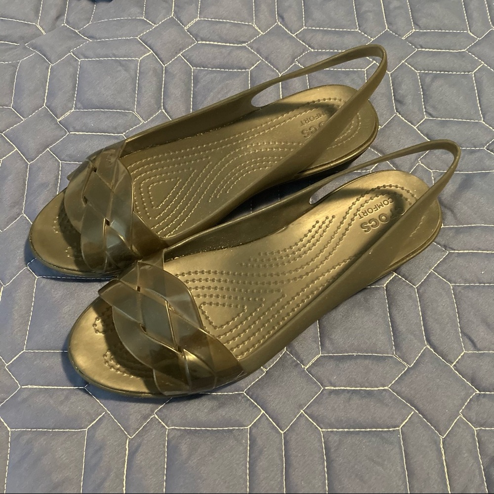 Crocs Isabella Slingback Wedge Black size 8